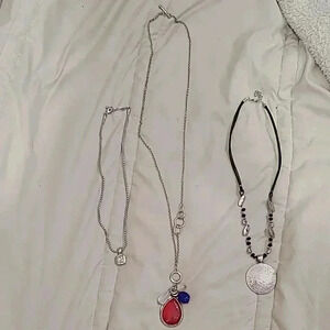 #24 set of 3 fashion necklaces charm long rhinestone medallion pendant